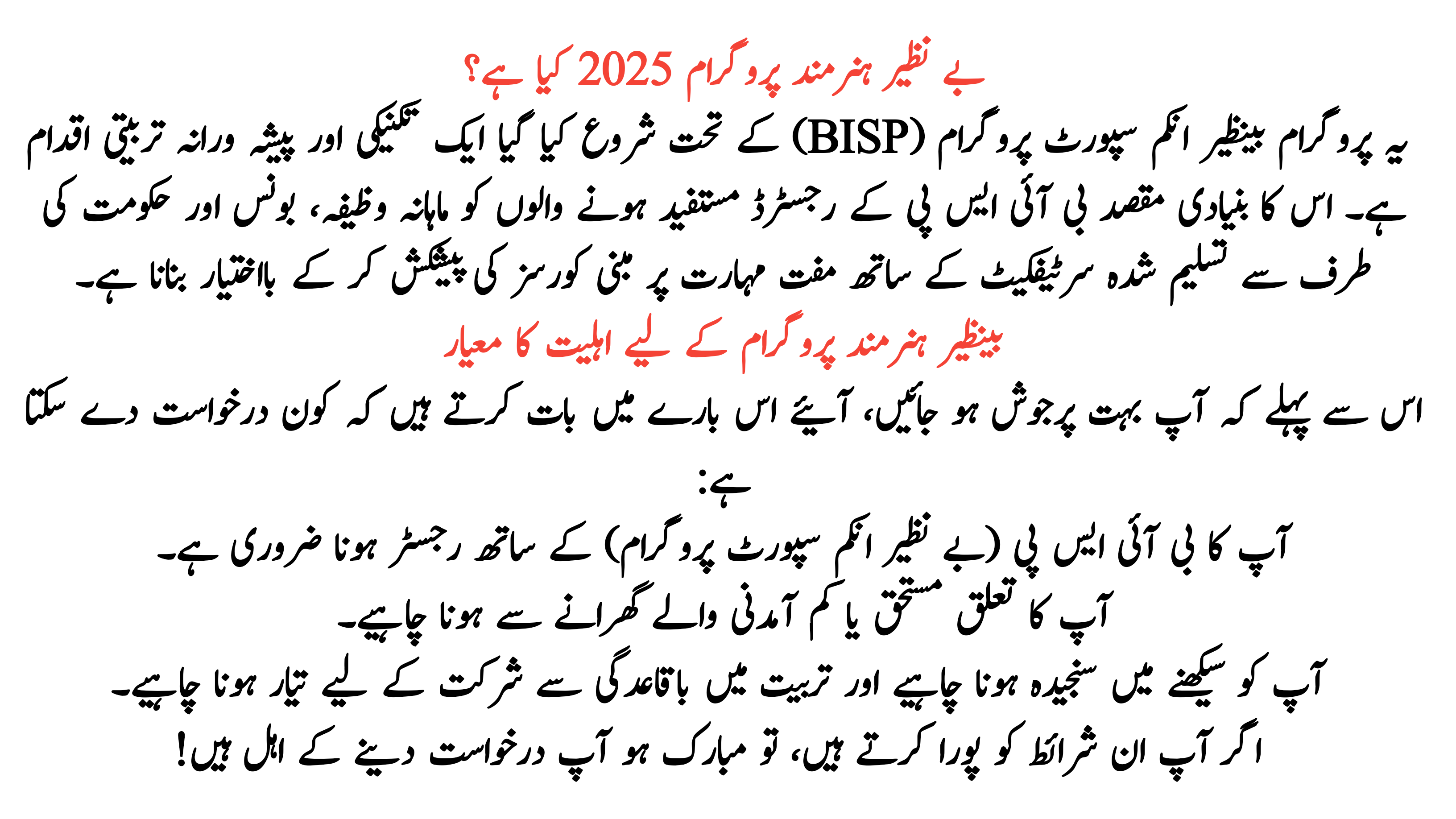 Benazir Hunarmand Program 2025 Launched