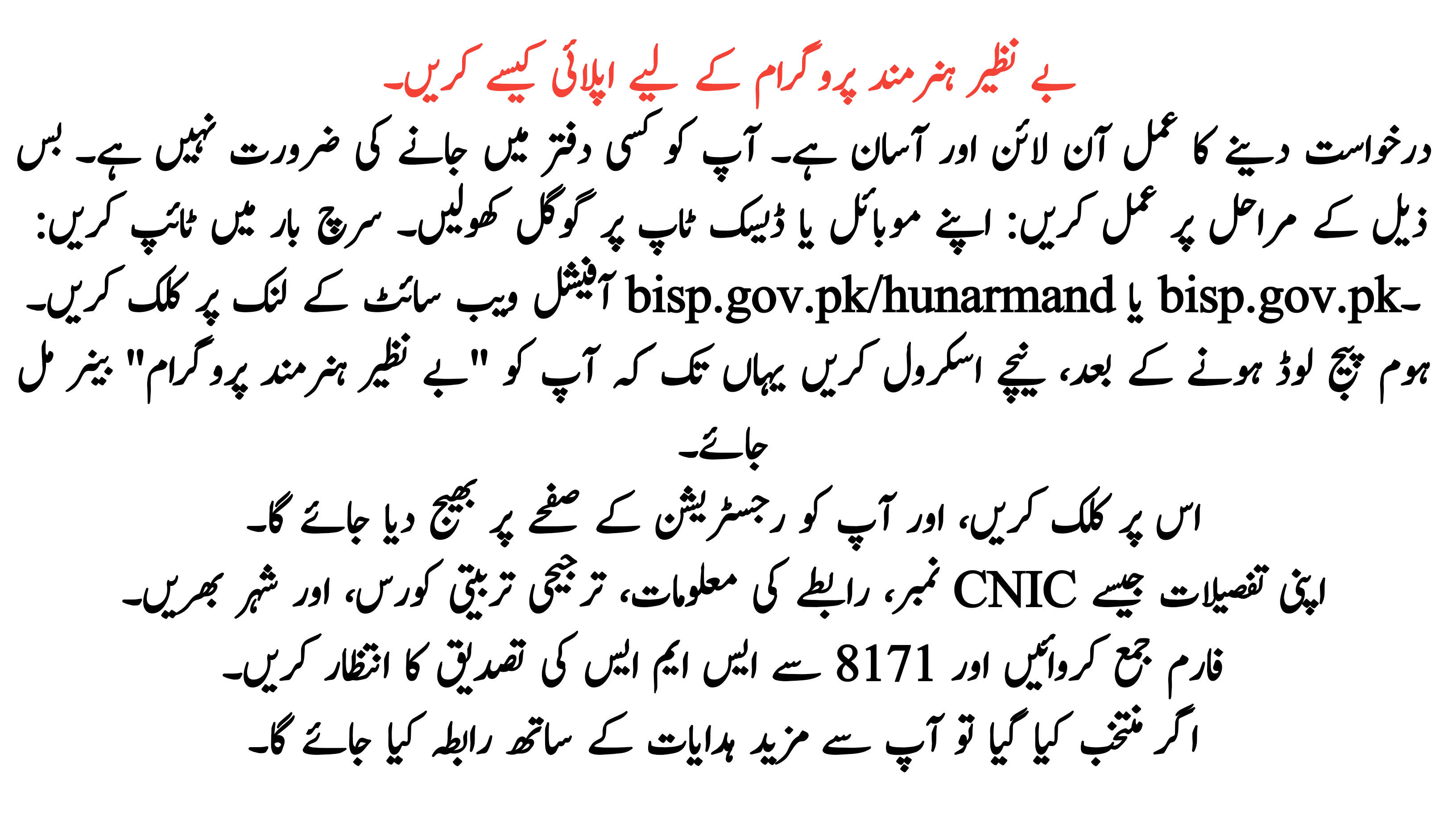 How to Apply for the Benazir Hunarmand Program